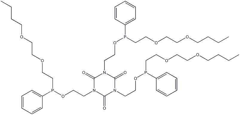 1,3,5-Tris[2-[[[2-(2-butoxyethoxy)ethyl]phenylphosphino]oxy]ethyl]-1,3,5-triazine-2,4,6(1H,3H,5H)-trione Structure
