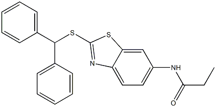 N-[2-(benzhydrylsulfanyl)-1,3-benzothiazol-6-yl]propanamide Struktur