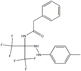 2-phenyl-N-[2,2,2-trifluoro-1-[2-(4-methylphenyl)hydrazino]-1-(trifluoromethyl)ethyl]acetamide Structure
