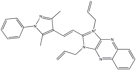 2-[2-(3,5-Dimethyl-1-phenyl-1H-pyrazol-4-yl)ethenyl]-1,3-di(2-propenyl)-1H-imidazo[4,5-b]quinoxalin-3-ium Structure