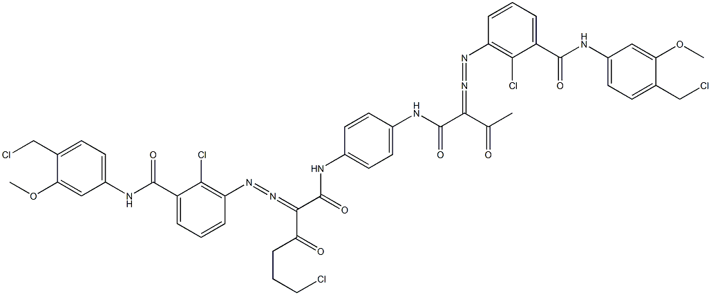 3,3'-[2-(2-Chloroethyl)-1,4-phenylenebis[iminocarbonyl(acetylmethylene)azo]]bis[N-[4-(chloromethyl)-3-methoxyphenyl]-2-chlorobenzamide] Struktur