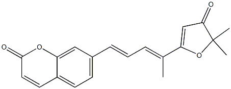 7-[(1E,3E)-4-[(4,5-Dihydro-5,5-dimethyl-4-oxofuran)-2-yl]-1,3-pentadienyl]-2H-1-benzopyran-2-one Structure