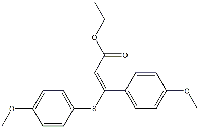 (E)-3-(4-メトキシフェニルチオ)-3-(4-メトキシフェニル)プロペン酸エチル 化学構造式