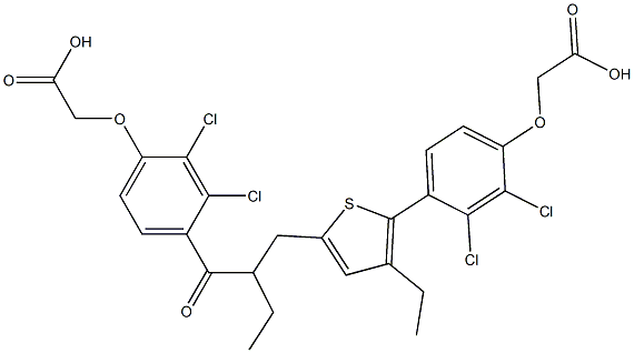 [4-[3-Ethyl-5-[3-[4-[(carboxymethyl)oxy]-2,3-dichlorophenyl]-3-oxo-2-ethylpropyl]thiophen-2-yl]-2,3-dichlorophenoxy]acetic acid Struktur