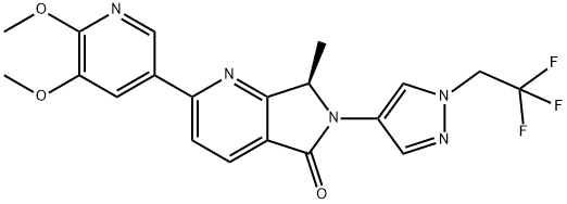 5H-Pyrrolo[3,4-b]pyridin-5-one, 2-(5,6-dimethoxy-3-pyridinyl)-6,7-dihydro-7-methyl-6-[1-(2,2,2-trifluoroethyl)-1H-pyrazol-4-yl]-, (7R)-|5H-Pyrrolo[3,4-b]pyridin-5-one, 2-(5,6-dimethoxy-3-pyridinyl)-6,7-dihydro-7-methyl-6-[1-(2,2,2-trifluoroethyl)-1H-pyrazol-4-yl]-, (7R)-