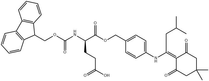 (4R)-5-[(4-{[1-(4,4-dimethyl-2,6-dioxocyclohexylidene)-3-methylbutyl]amino}phenyl)methoxy]-4-({[(9H-fluoren-9-yl)methoxy]carbonyl}amino)-5-oxopentanoic acid|(4R)-5-[(4-{[1-(4,4-dimethyl-2,6-dioxocyclohexylidene)-3-methylbutyl]amino}phenyl)methoxy]-4-({[(9H-fluoren-9-yl)methoxy]carbonyl}amino)-5-oxopentanoic acid
