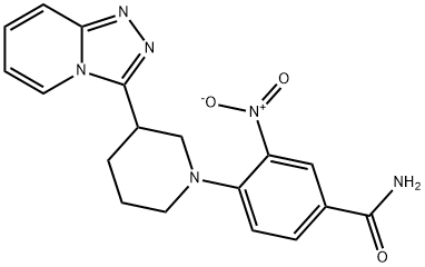 Benzamide, 3-nitro-4-[3-(1,2,4-triazolo[4,3-a]pyridin-3-yl)-1-piperidinyl]- Struktur