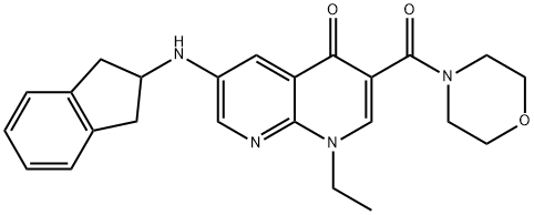 6-[(2,3-Dihydro-1H-inden-2-yl)amino]-1-ethyl-3-(4-morpholinylcarbonyl)-1,8-naphthyridin-4(1H)-one Structure