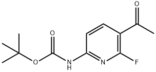 Carbamic acid, N-(5-acetyl-6-fluoro-2-pyridinyl)-, 1,1-dimethylethyl ester Structure