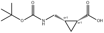 Cyclopropanecarboxylic acid, 2-[[[(1,1-dimethylethoxy)carbonyl]amino]methyl]-, (1R,2S)-rel- Structure