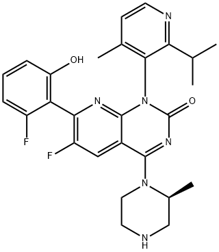 Pyrido[2,3-d]pyrimidin-2(1H)-one, 6-fluoro-7-(2-fluoro-6-hydroxyphenyl)-1-[4-methyl-2-(1-methylethyl)-3-pyridinyl]-4-[(2S)-2-methyl-1-piperazinyl]-|PYRIDO[2,3-D]PYRIMIDIN-2(1H)-ONE, 6-FLUORO-7-(2-FLUORO-6-HYDROXYPHENYL)-1-[4-METHYL-2-(1-METHYLETHY