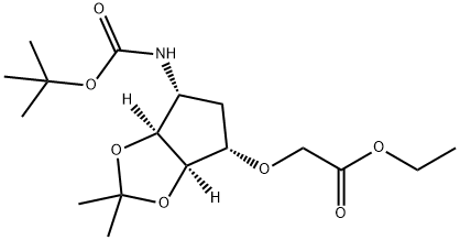 Acetic acid, 2-[[(3aR,4S,6R,6aS)-6-[[(1,1-dimethylethoxy)carbonyl]amino]tetrahydro-2,2-dimethyl-4H-cyclopenta-1,3-dioxol-4-yl]oxy]-, ethyl ester