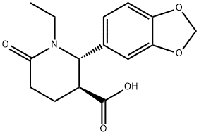 3-Piperidinecarboxylic acid, 2-(1,3-benzodioxol-5-yl)-1-ethyl-6-oxo-, (2S,3S)- Structure