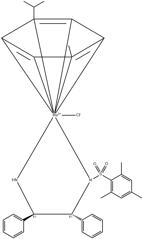 (R,R)-N-(2,4,6三甲苯磺酰)-1,2-二苯乙烷二胺(对异丙基苯)氯化钌, 177552-91-9, 结构式