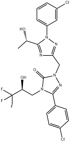 3H-1,2,4-Triazol-3-one, 5-(4-chlorophenyl)-2-[[1-(3-chlorophenyl)-5-[(1S)-1-hydroxyethyl]-1H-1,2,4-triazol-3-yl]methyl]-2,4-dihydro-4-[(2S)-3,3,3-trifluoro-2-hydroxypropyl]-|化合物 PECAVAPTAN