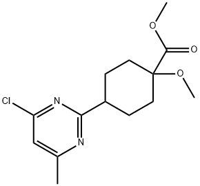 Cyclohexanecarboxylic acid, 4-(4-chloro-6-methyl-2-pyrimidinyl)-1-methoxy-, methyl ester Structure