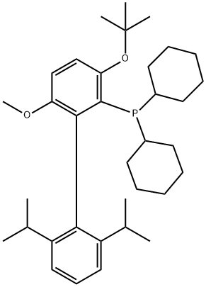(3-(tert-Butoxy)-2',6'-diisopropyl-6-methoxy-[1,1'-biphenyl]-2-yl)dicyclohexylphosphane Structure