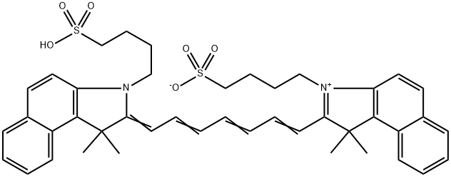1H-Benz[e]indolium, 2-[7-[1,3-dihydro-1,1-dimethyl-3-(4-sulfobutyl)-2H-benz[e]indol-2-ylidene]-1,3,5-heptatrien-1-yl]-1,1-dimethyl-3-(4-sulfobutyl)-, inner salt Struktur
