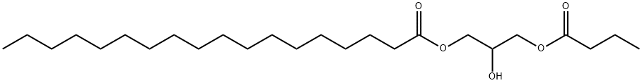 Octadecanoic acid, 2-hydroxy-3-(1-oxobutoxy)propyl ester Structure