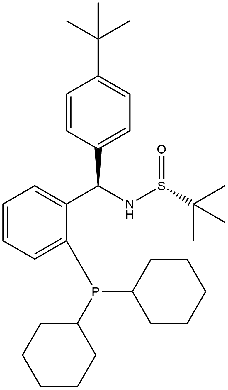 S(R)]-N-[(R)-(4-(tert-Butyl)phenyl)[2-(dicyclohexylphosphino)phenyl]methyl]-2-methyl-2-propanesulfinamide Struktur