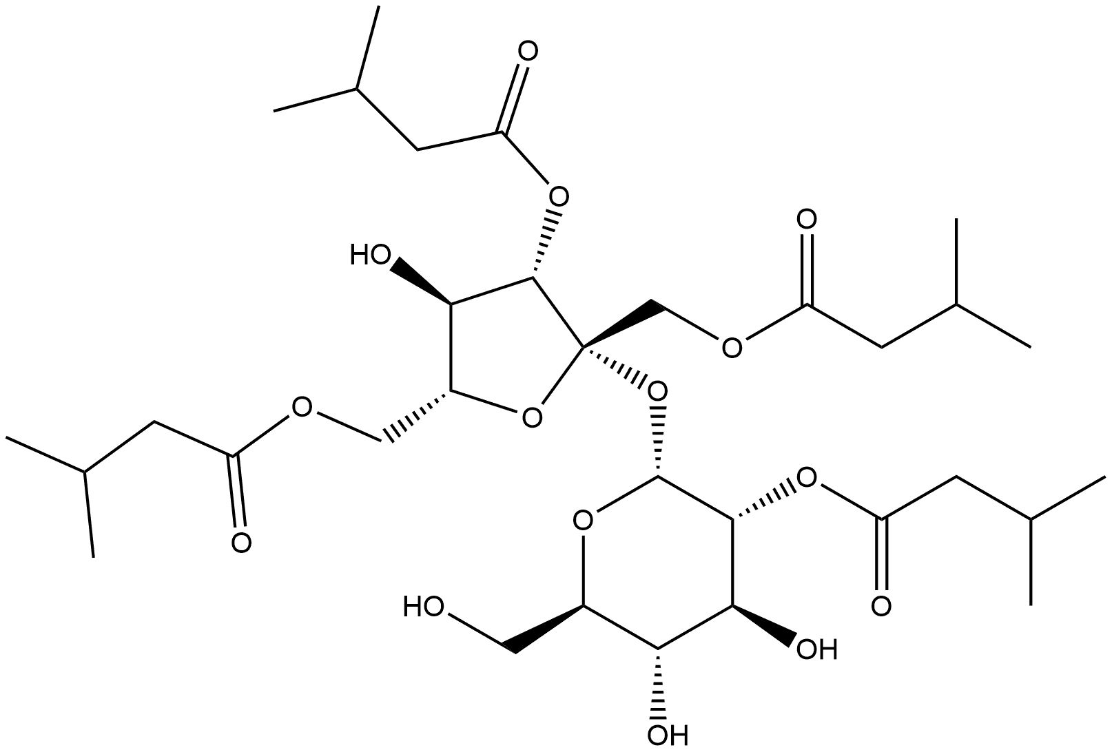 α-D-Glucopyranoside, 1,3,6-tris-O-(3-methyl-1-oxobutyl)-β-D-fructofuranosyl, 2-(3-methylbutanoate)|化合物 Atractysucrose IIIa