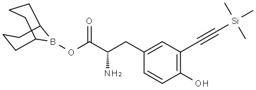 9-borabicyclo[3.3.1]nonan-9-yl (S)-2-amino-3-(4-hydroxy-3-((trimethylsilyl)ethynyl)phenyl)propanoate 结构式