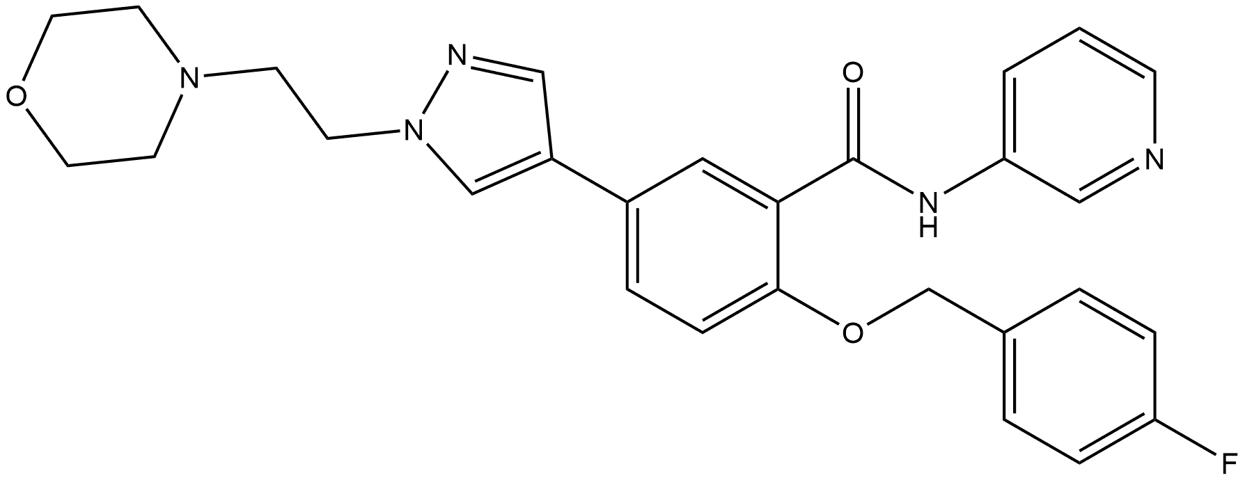 2-[(4-Fluorophenyl)methoxy]-5-[1-[2-(4-morpholinyl)ethyl]-1H-pyrazol-4-yl]-N-3-pyridinylbenzamide|