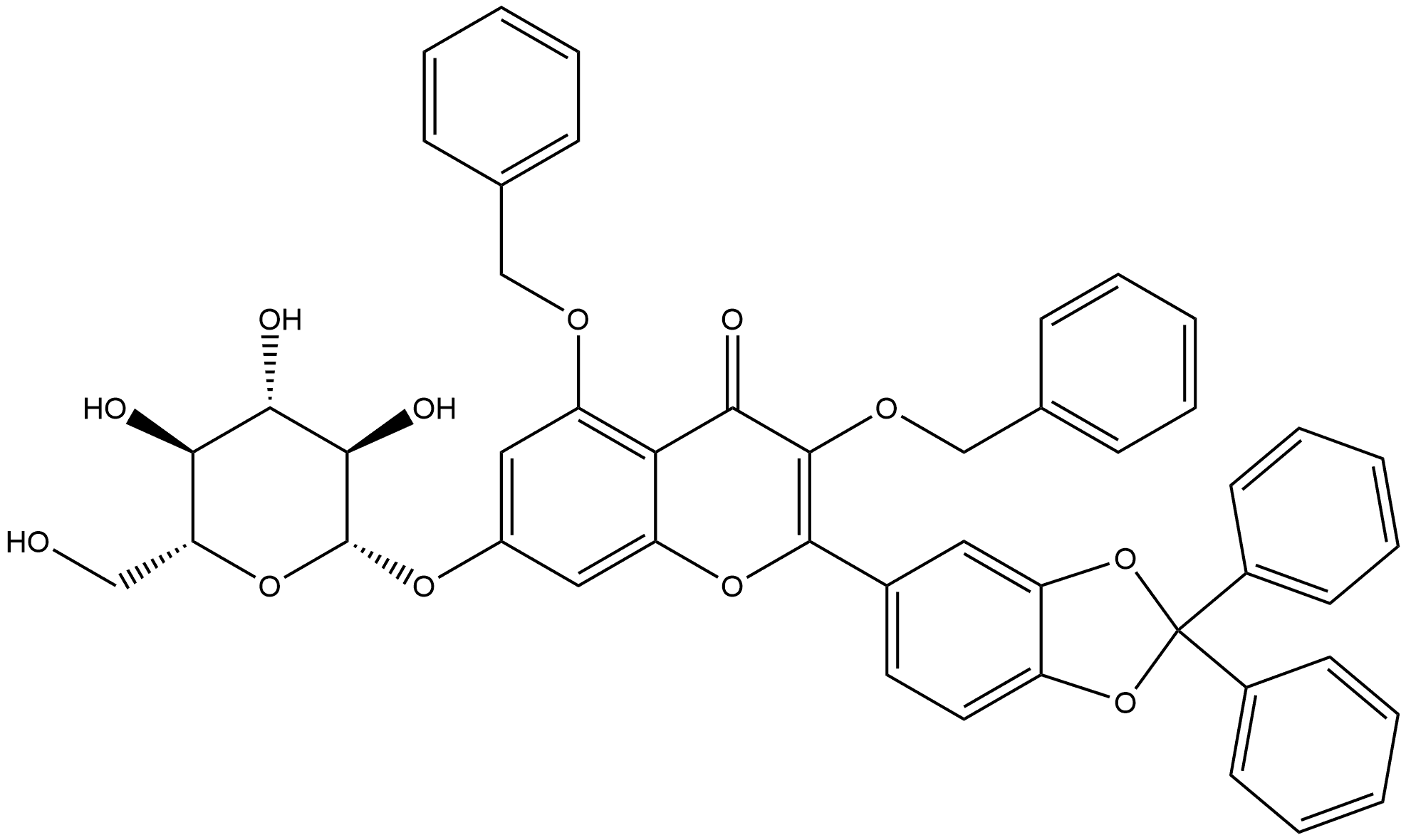 4H-1-Benzopyran-4-one, 2-(2,2-diphenyl-1,3-benzodioxol-5-yl)-7-(β-D-glucopyranosyloxy)-3,5-bis(phenylmethoxy)-