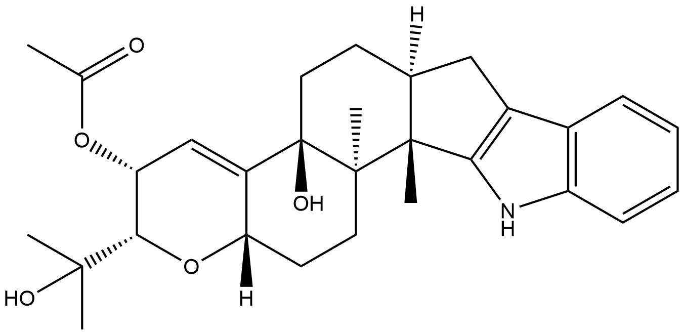 4bH-1-Benzopyrano[5',6':6,7]indeno[1,2-b]indole-3,4b-diol, 2,3,5,6,6a,7,12,12b,12c,13,14,14a-dodecahydro-2-(1-hydroxy-1-methylethyl)-12b,12c-dimethyl-, 3-acetate, [2S-(2α,3α,4bβ,6aα,12bβ,12cα,14aβ)]- (9CI)|化合物 PC-M5'