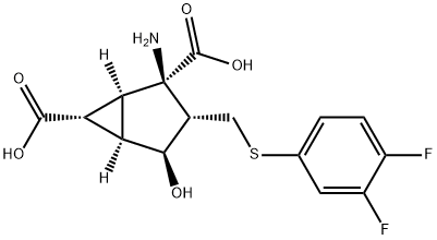 Bicyclo[3.1.0]hexane-2,6-dicarboxylic acid, 2-amino-3-[[(3,4-difluorophenyl)thio]methyl]-4-hydroxy-, (1S,2R,3S,4S,5R,6R)-|LY3020371