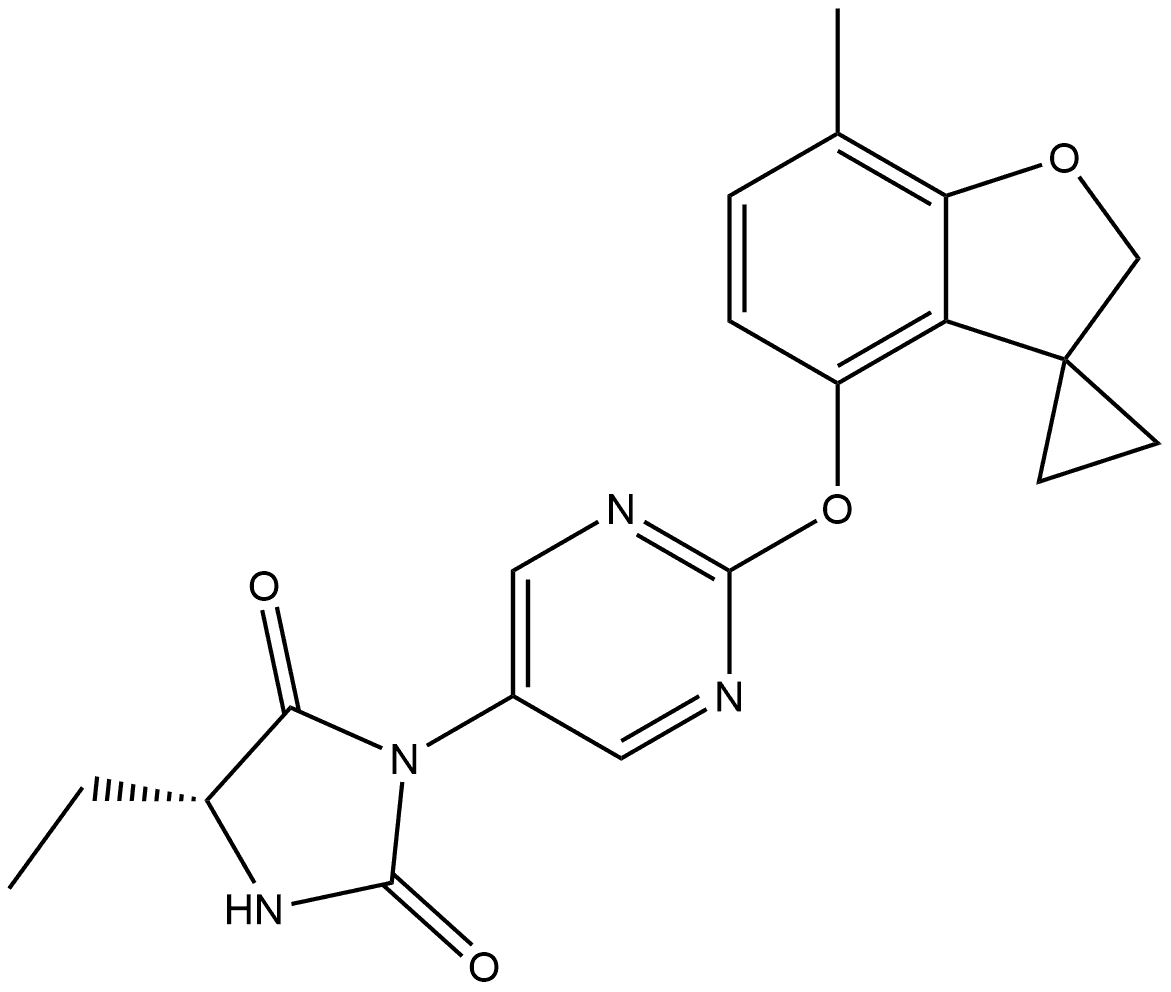 (5R)-5-Ethyl-3-[2-[(7-methylspiro[benzofuran-3(2H),1′-cyclopropan]-4-yl)oxy]-5-pyrimidinyl]-2,4-imidazolidinedione|化合物 Kv3 modulator 5