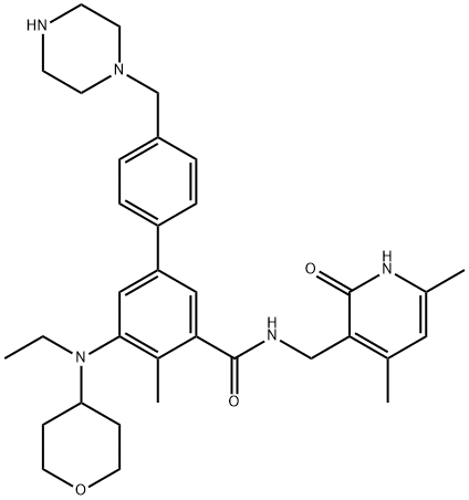 [1,1'-Biphenyl]-3-carboxamide, N-[(1,2-dihydro-4,6-dimethyl-2-oxo-3-pyridinyl)methyl]-5-[ethyl(tetrahydro-2H-pyran-4-yl)amino]-4-methyl-4'-(1-piperazinylmethyl)-|化合物 EZH2-IN-13