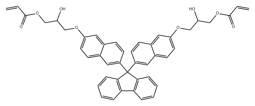 2-Propenoic acid, 1,1'-[9H-fluoren-9-ylidenebis[6,2-naphthalenediyloxy(2-hydroxy-3,1-propanediyl)]] ester Struktur