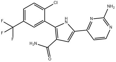 1H-Pyrrole-3-carboxamide, 5-(2-amino-4-pyrimidinyl)-2-[2-chloro-5-(trifluoromethyl)phenyl]-|化合物 NMS-P953