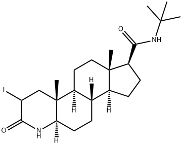 1H-Indeno[5,4-f]quinoline-7-carboxamide, N-(1,1-dimethylethyl)hexadecahydro-3-iodo-4a,6a-dimethyl-2-oxo-, (4aR,4bS,6aS,7S,9aS,9bS,11aR)- Struktur