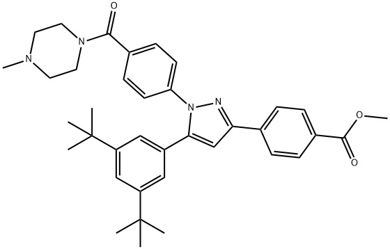 Benzoic acid, 4-[5-[3,5-bis(1,1-dimethylethyl)phenyl]-1-[4-[(4-methyl-1-piperazinyl)carbonyl]phenyl]-1H-pyrazol-3-yl]-, methyl ester