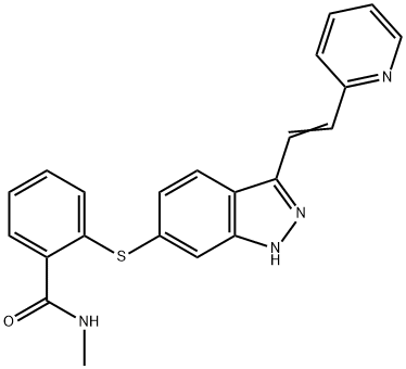 Benzamide, N-methyl-2-[[3-[2-(2-pyridinyl)ethenyl]-1H-indazol-6-yl]thio]- Structure