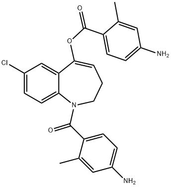 Benzoic acid, 4-amino-2-methyl-, 1-(4-amino-2-methylbenzoyl)-7-chloro-2,3-dihydro-1H-1-benzazepin-5-yl ester Struktur