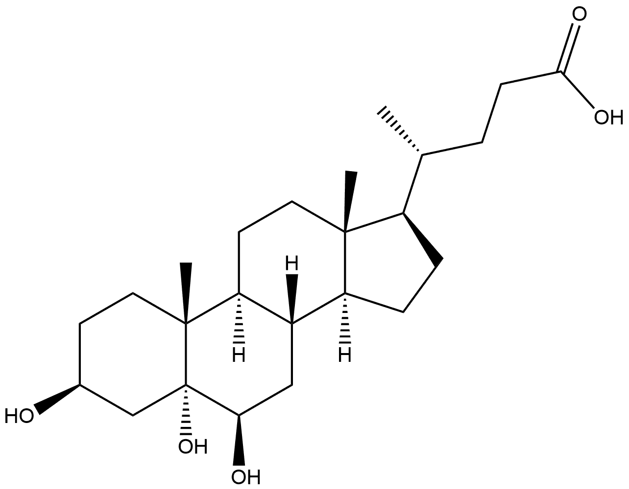 3-Β,5-Α,6-Β-三羟基胆酸, 16030-92-5, 结构式