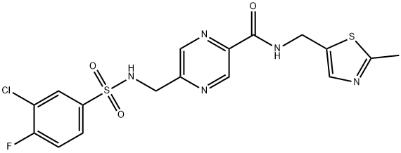 5-[[[(3-Chloro-4-fluorophenyl)sulfonyl]amino]methyl]-N-[(2-methyl-5-thiazolyl)methyl]-2-pyrazinecarboxamide Structure