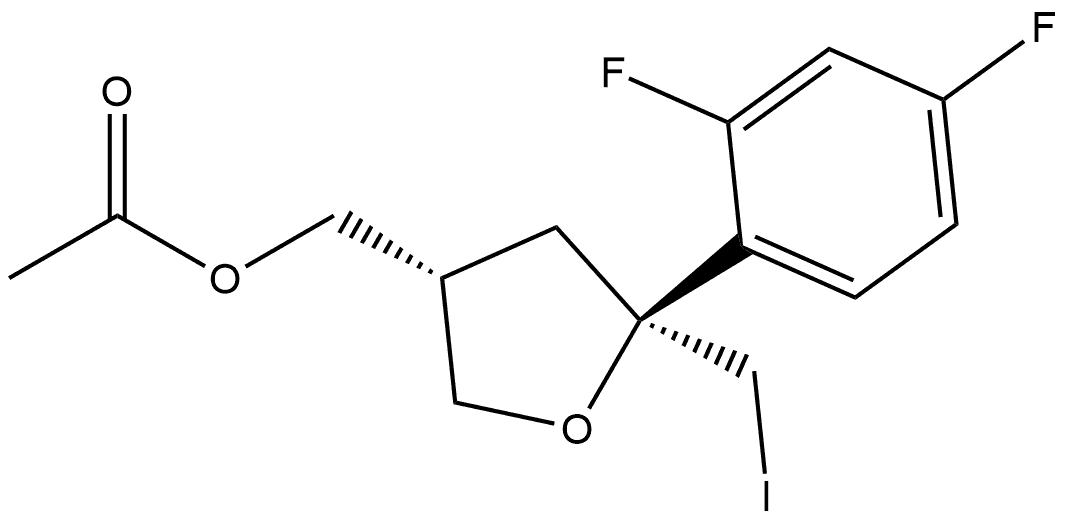 3-Furanmethanol, 5-(2,4-difluorophenyl)tetrahydro-5-(iodomethyl)-, acetate, (2R-cis)- (9CI) Struktur