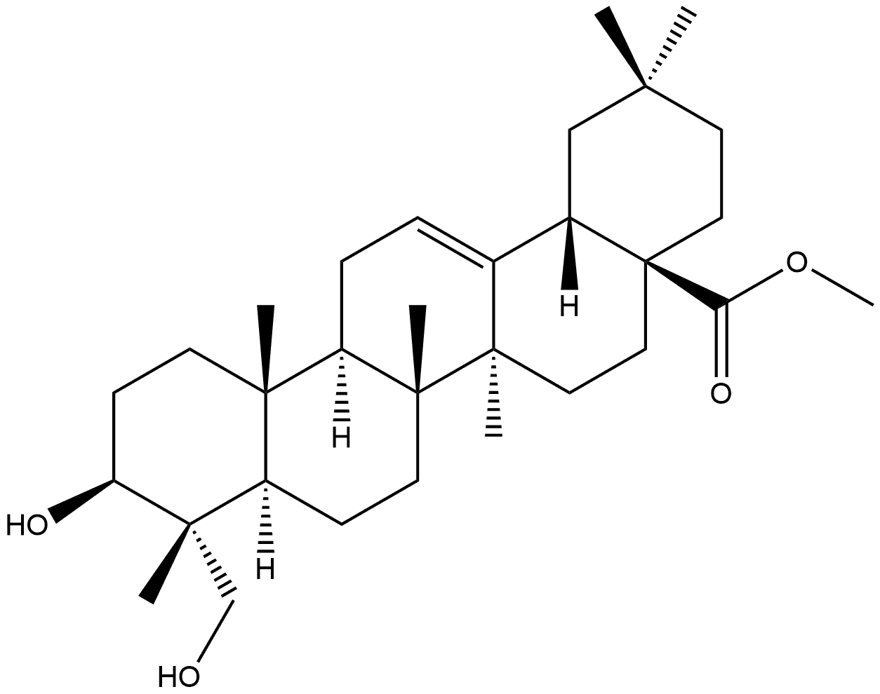 Olean-12-en-28-oic acid, 3,23-dihydroxy-, methyl ester, (3β,4α)-|常春藤皂苷元甲酯