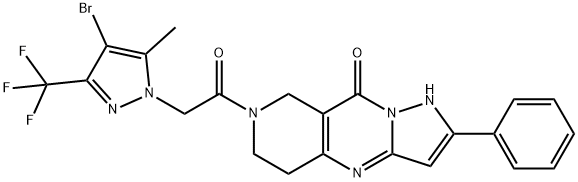 Pyrazolo[1,5-a]pyrido[4,3-d]pyrimidin-9(1H)-one, 7-[2-[4-bromo-5-methyl-3-(trifluoromethyl)-1H-pyrazol-1-yl]acetyl]-5,6,7,8-tetrahydro-2-phenyl-|化合物 PAT1INH-B01