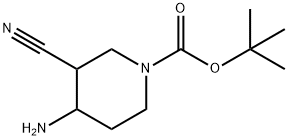 1-Piperidinecarboxylic acid, 4-amino-3-cyano-, 1,1-dimethylethyl ester Struktur