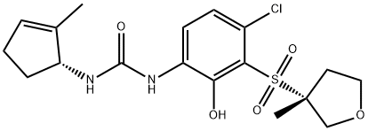 Urea, N-[4-chloro-2-hydroxy-3-[[(3R)-tetrahydro-3-methyl-3-furanyl]sulfonyl]phenyl]-N'-[(1R)-2-methyl-2-cyclopenten-1-yl]-|(R,R)-CXCR2-IN-2