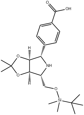 Benzoic acid, 4-(3aS,4S,6R,6aR)-6-(1,1-dimethylethyl)dimethylsilyloxymethyltetrahydro-2,2-dimethyl-4H-1,3-dioxolo4,5-cpyrrol-4-yl- Struktur
