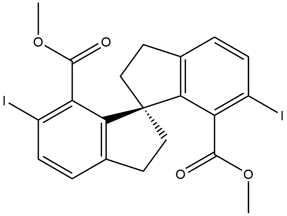 dimethyl (R)-6,6'-diiodo-2,2',3,3'-tetrahydro-1,1'-spirobi[indene]-7,7'-dicarboxylate Structure