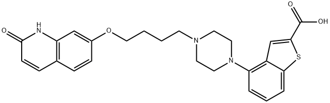 Benzo[b]thiophene-2-carboxylic acid, 4-[4-[4-[(1,2-dihydro-2-oxo-7-quinolinyl)oxy]butyl]-1-piperazinyl]- Struktur