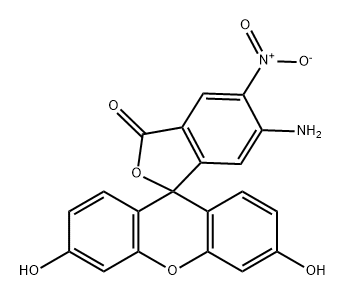 Spiro[isobenzofuran-1(3H),9'-[9H]xanthen]-3-one, 6-amino-3',6'-dihydroxy-5-nitro- Structure