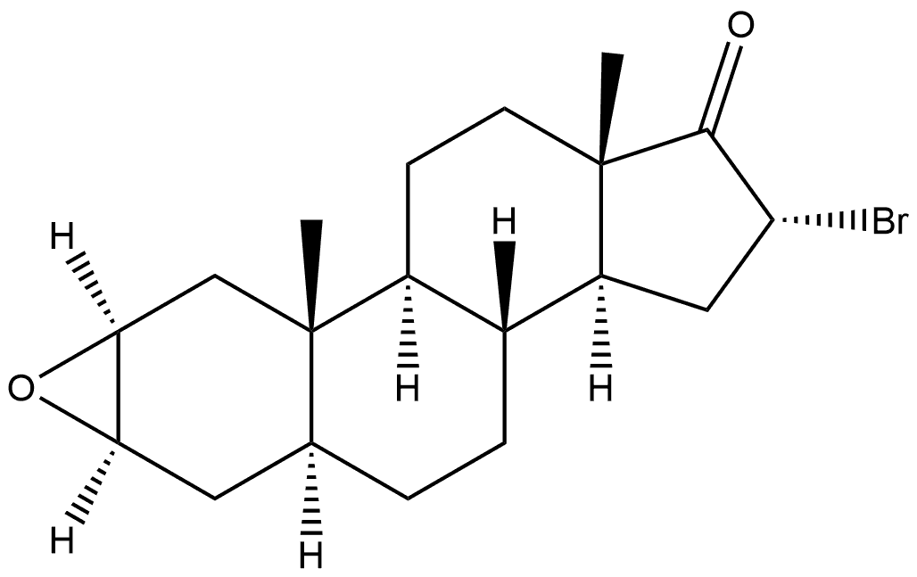 Androstan-17-one, 16-bromo-2,3-epoxy-, (2α,3α,5α,16α)- Struktur